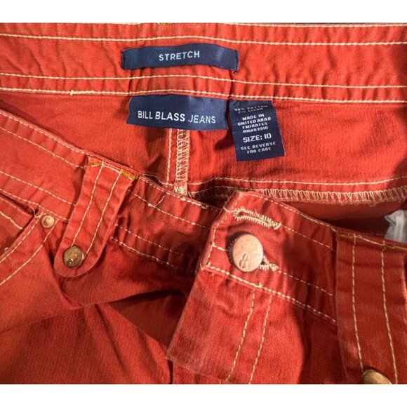 Bill Blass Womens Red Stretch Jeans Size 10 Wide Leg 98% Cotton 2% Lycra - Picture 3 of 8